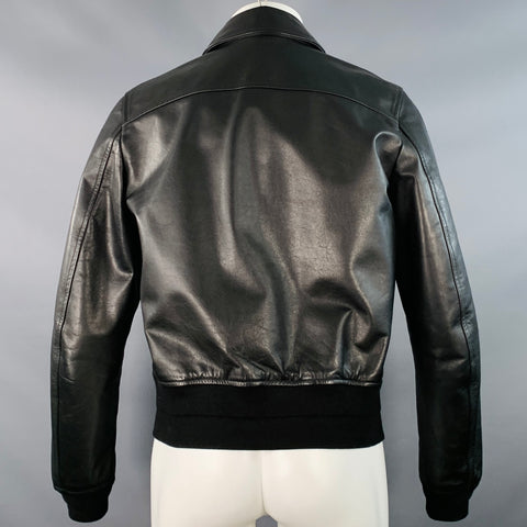 DIOR HOMME Size M Black Leather Two Pockets Bomber Jacket