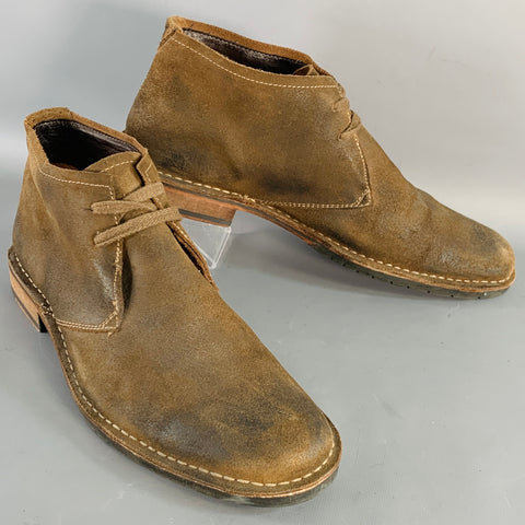 JOHN VARVATOS STAR USA Size 10 Brown Suede Moccasin Lace-Up Boots
