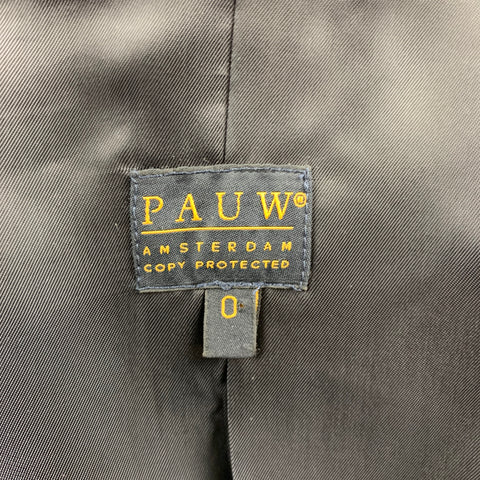 PAUW Size 0 Navy Polyester Shawl Collar Belted Coat