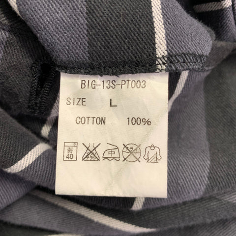 Pantalon décontracté LOW HURTZ en coton à rayures grises, noires et blanches, taille L, devant plat