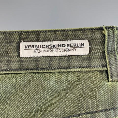 VERSUCHSKIND Size 33 Green Grey Cotton Blend Straight Zip Fly Jeans