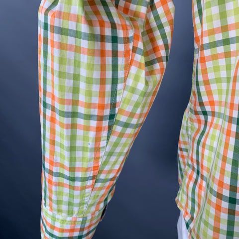 ROBERT GRAHAM Size XL Green Orange Checkered Cotton Long Sleeve Shirt