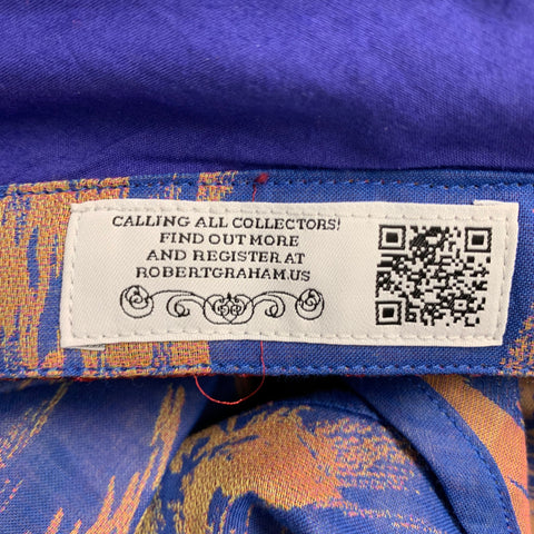 ROBERT GRAHAM Size L Blue Orange Hawaiian Print Cotton Long Sleeve Shirt