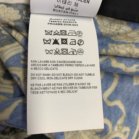 VERSACE Size S Blue Gold Print Cotton Crew Neck T-shirt