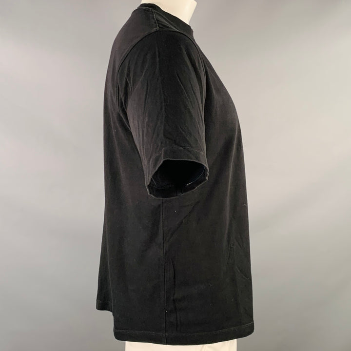 HELMUT LANG Size L Austria Black Red Print Cotton Crew Neck T-shirt