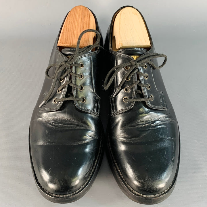 MARC JACOBS Size 8 Black Gold Leather Derby Lace-Up Shoes
