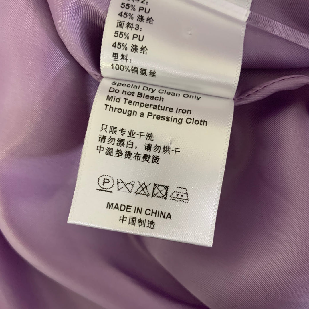 HUISHAN ZHANG Size 8 Lavender Polyester Textured Faux Fur Notch Lapel Coat