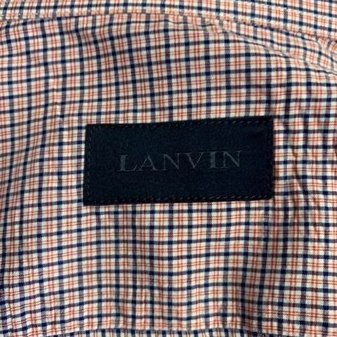 LANVIN Size S Red Blue White Checkered Cotton Long Sleeve Shirt
