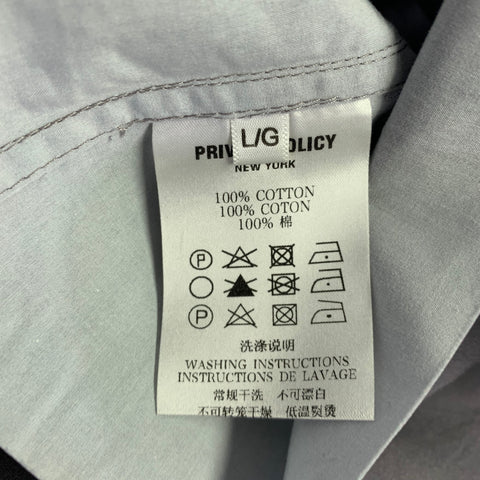 PRIVATE POLICY Size L Grey White Ombre Cotton Patch Pockets Long Sleeve Shirt