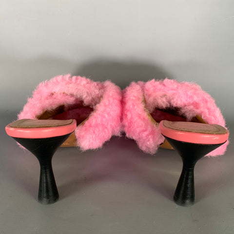ALL TOMORROW'S PARTIES Size 7 Pink Wool Textured Leather Trim Mules Pumps