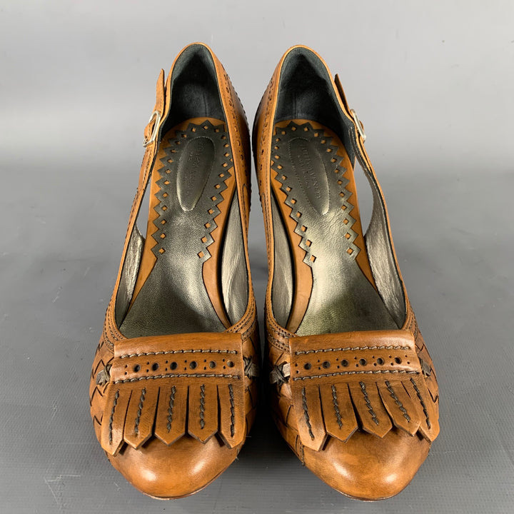 BOTTEGA VENETA Size 6.5 Brown Leather Fringe Pumps