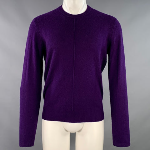 ATM Size M Purple Knit Cashmere Exposed Seam Crew Neck Pullover