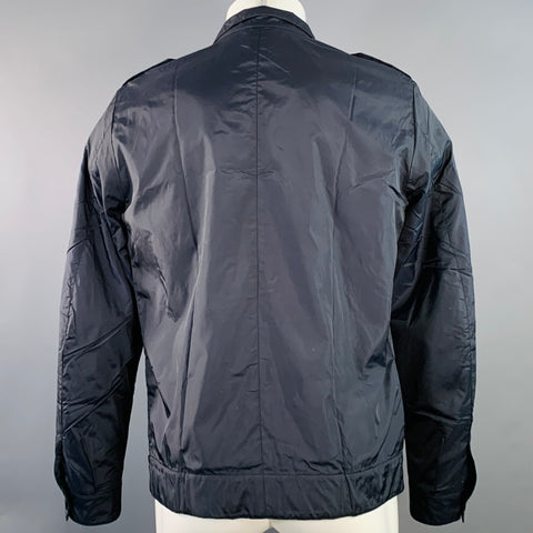 PRADA Size M Navy Nylon Epaulets Buttoned Jacket