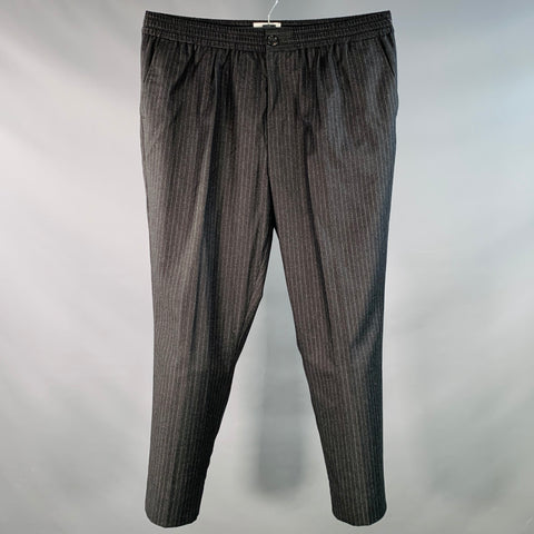 AMI by ALEXANDRE MATTIUSSI Size XXL Grey White Pinstripe Virgin Wool Dress Pants