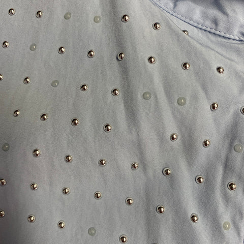 PRADA Taille M Blouson zippé en coton clouté bleu et argent