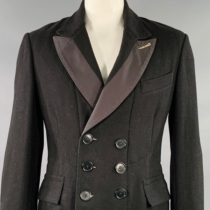 PAUL SMITH Size L Black Wool Blend Peak Lapel Double Breasted Coat