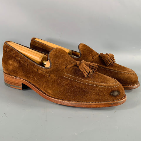 SANDERS Size 10 -Finchley- Brown Suede Tassels Loafers