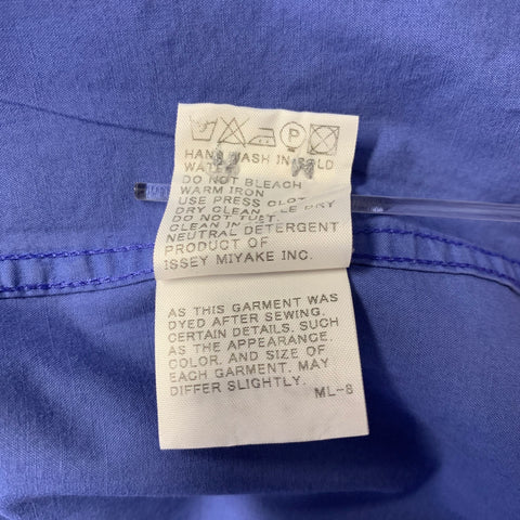 ISSEY MIYAKE Size XL Blue Solid Cotton Camp Long Sleeve Shirt