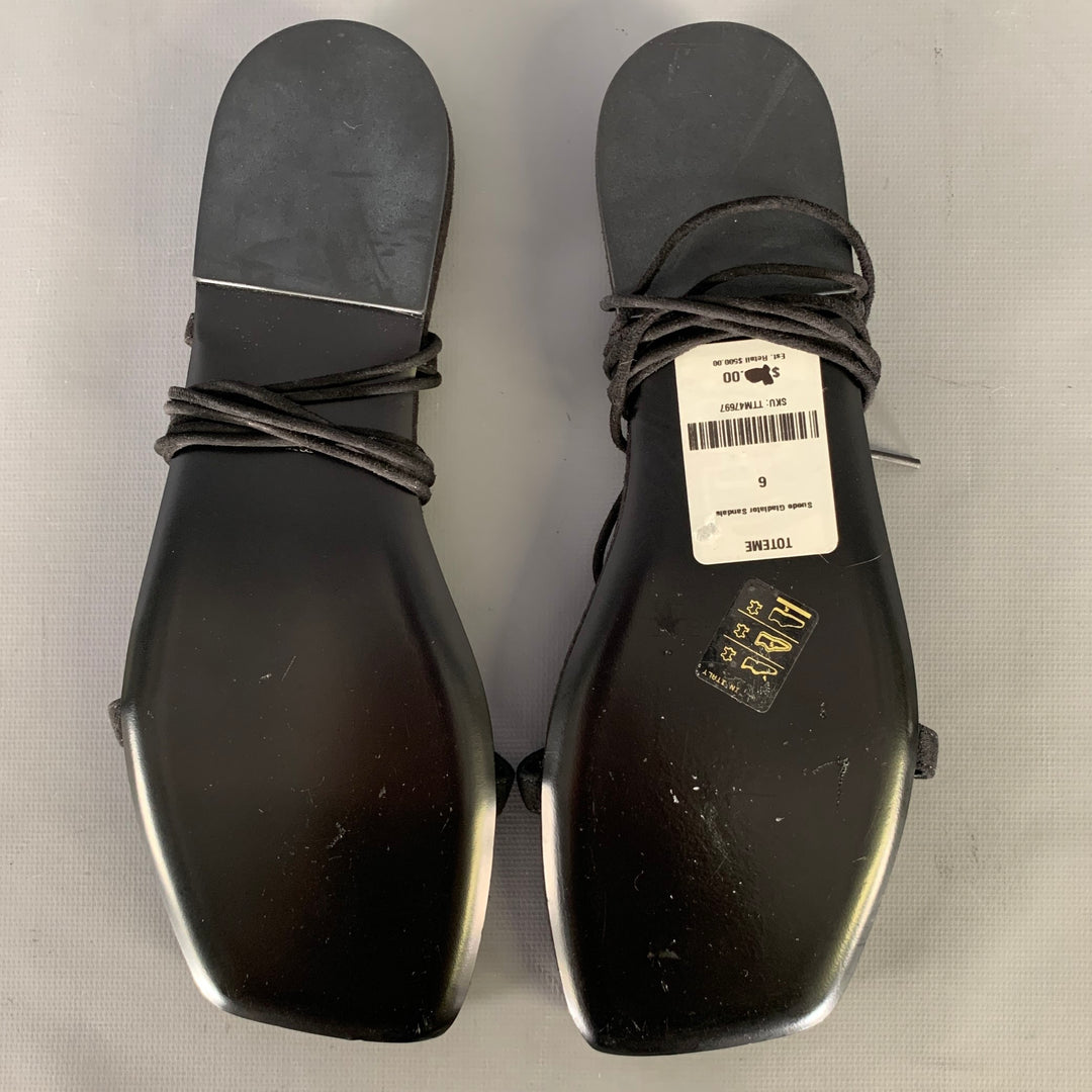 TOTEME Size 7.5 Black Leather Suede Strappy Sandals