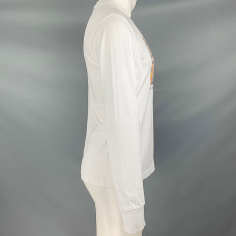 HELMUT LANG Size S White Mark Morrisroe Print Cotton Crew Neck T-shirt