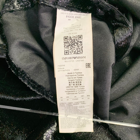 EMPORIO ARMANI Size M Black Metallic Polyester Blend Long Sleeve Shirt