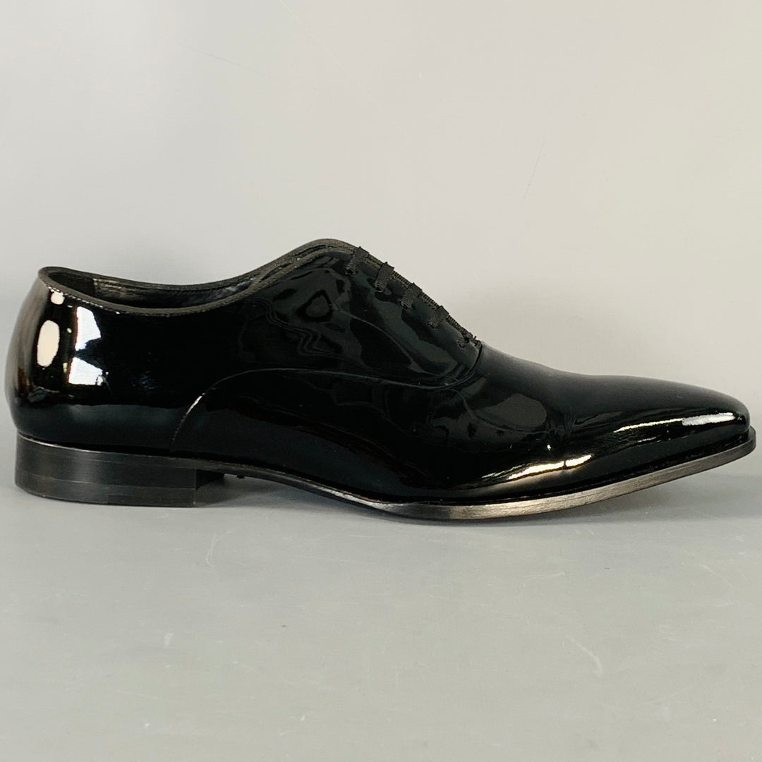 SUITSUPPLY Size 10.5 Black Patent Leather Tuxedo Oxford Lace-Up Shoes