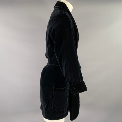 DANIEL A HANSON Size M Black Mixed Patterns Cotton Smoking Robe