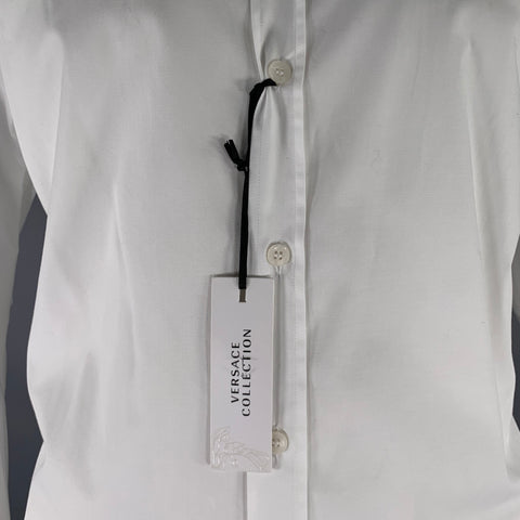 Chemise homme manches longues en coton mélangé blanc, taille XL, VERSACE COLLECTION