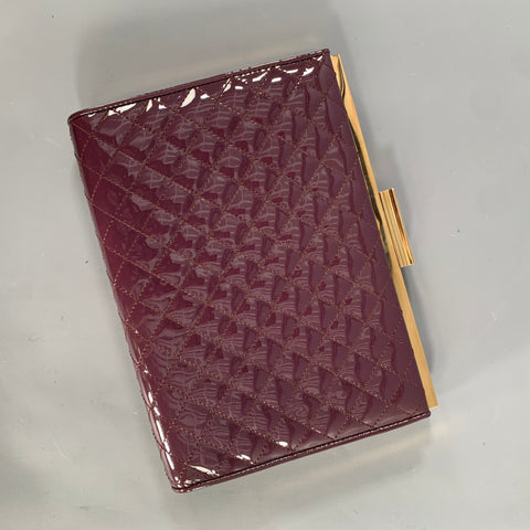 SALVATORE FERRAGAMO Purple Quilted Patent Clutch Bags