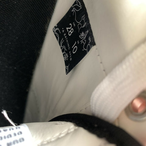 BAPE Size 10 White Black Stars Leather Low Top Sneakers