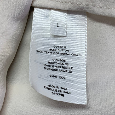 THE ROW Size L Cream Silk Crepe Spread Collar Shirt