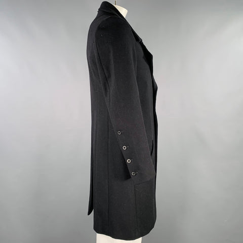 ENDOVANERA Size L Black Wool Single Breasted Asymmetrical Coat