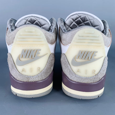NIKE AIR Size 7.5 Jordan 3 Retro A Ma Maniere White Grey Leather Sneakers