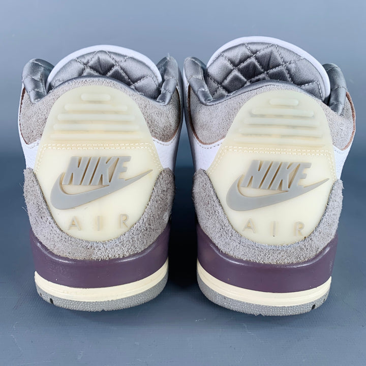 NIKE AIR Size 7.5 Jordan 3 Retro A Ma Maniere White Grey Leather Sneakers
