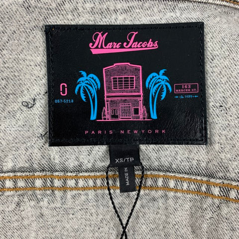 MARC JACOBS Size XS Paradise Black Denim Acid Wash Cropped Jacket