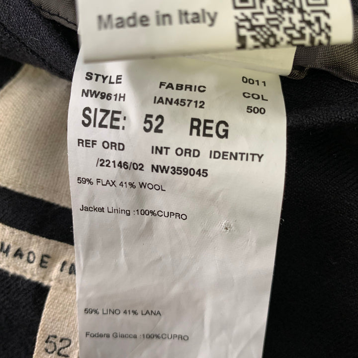 WOOSTER + LARDINI Size 42 Regular Black Flax Wool Sport Coat