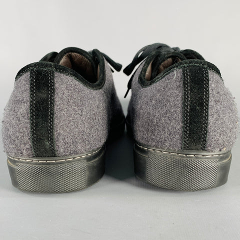 LANVIN Size 11 Grey Charcoal Fleece Low Top Sneakers