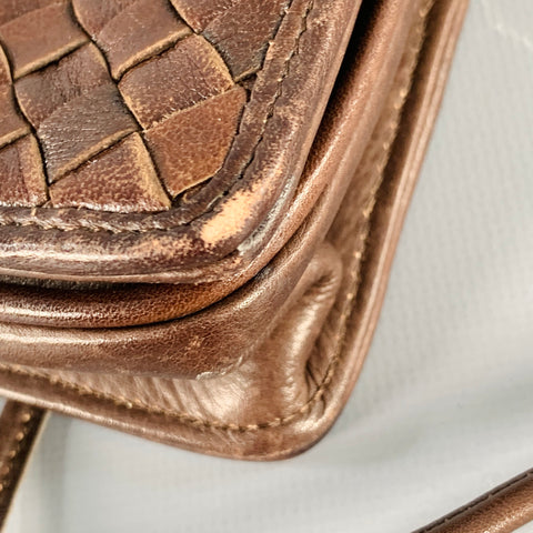 BOTTEGA VENETA Intrecciato Brown Woven Leather Crossbody Bag