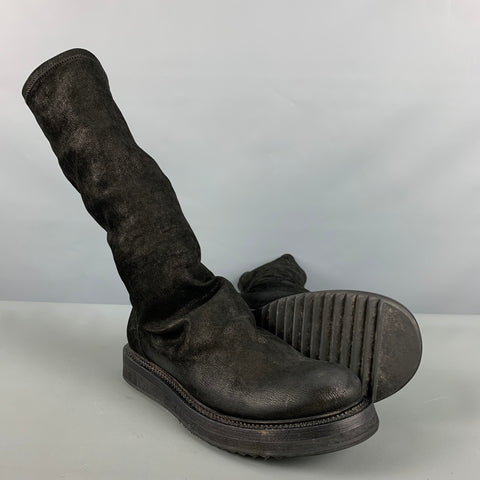 RICK OWENS Size 7 Black Leather Boots