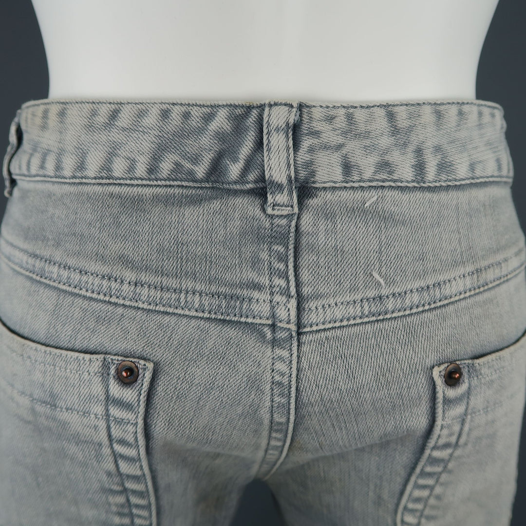 MAISON MARTIN MARGIELA Talla 6 Vaqueros pitillo con lavado ácido gris claro 
