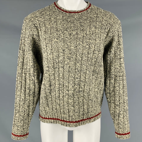 RALPH LAUREN Size M Beige Black Knitted Wool Nylon Crew Neck Sweater