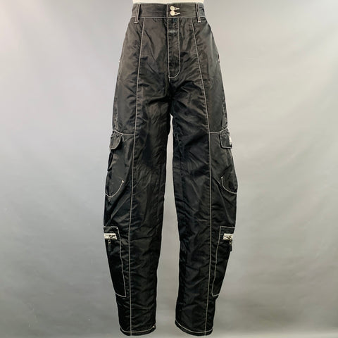 MARITHE+FRANCOIS GIRBAUD Size 28 Black White Nylon Contrast Stitch Cargo Casual Pants
