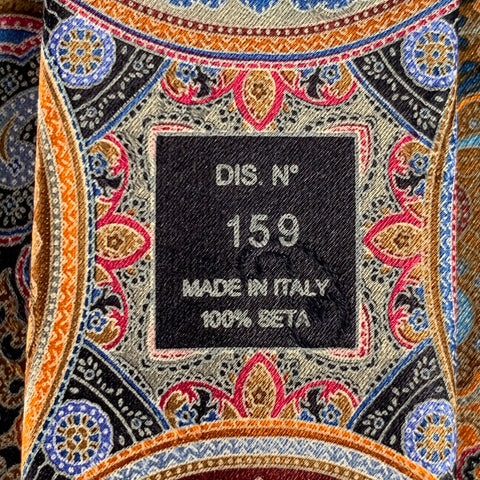Cravate en satin de soie à motif cachemire multicolore bleu ERMENEGILDO ZEGNA