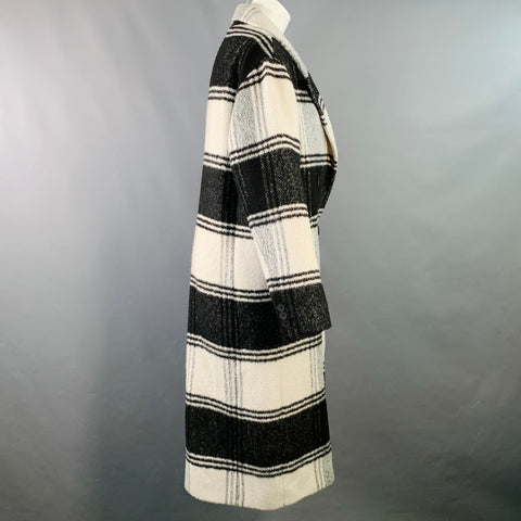 Manteau croisé ALLSAINTS taille 38 en mélange de laine carreaux noir blanc gris