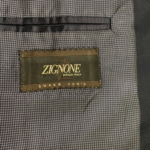 ZIGNONE Blazer en laine bleu marine, taille 38, simple boutonnage