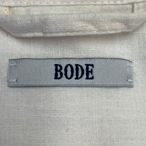 BODE Size S/M Cream Floral Embroidery Linen Two Pockets Long Sleeve Shirt