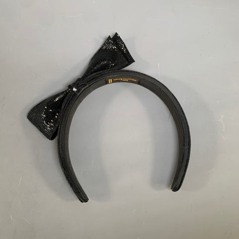 LOUIS VUITTON Black Sequined Grosgrain Ribbon Headband