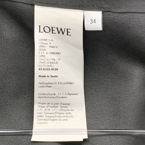 LOEWE Size 2 Black Leather Mixed Materials Lambskin Leather Jacket Blazer