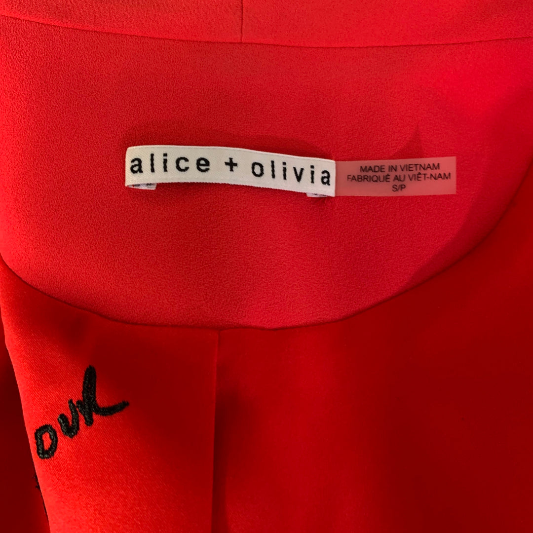 ALICE + OLIVIA Size S Red Polyester Shawl Collar Jacket (Outdoor)