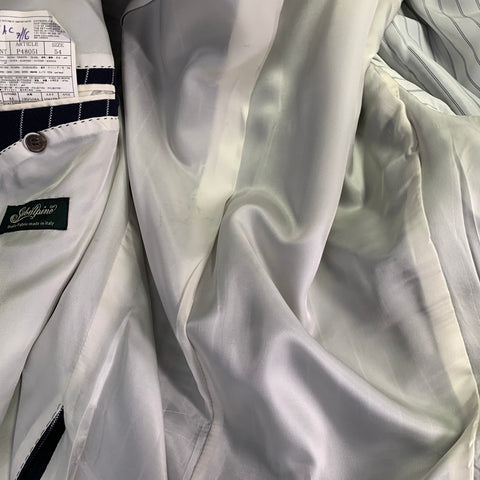 SUIT SUPPLY Chest Size 44 Navy White Pinstripe Cotton Double Breasted Sport Coat